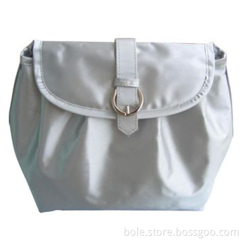 Satin Cosmetic Bag with Flap and D Buckle, Available in Various Colors, Measures 20 x 7.5 x 20cm